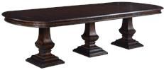 Pastry Table Tuscan Italian Triple Pedestal Solid Wood Oval Dark Rustic Pecan