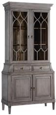 China Cabinet Rosalind Classic Greige Solid Wood 2 Fretwork Doors, 2-Piece