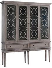 TV Cabinet Wilcox Raised Greige Distressed Wood Mirror Bi-Fold Doors Drawers