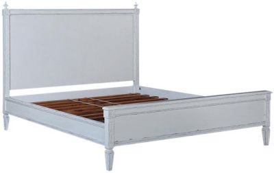 Bed Maria Swedish King Low Profile Solid Wood Antique White Rosette Carvings