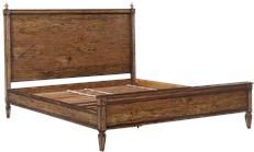 Bed Maria Swedish King Solid Wood Rustic Pecan Rosette Carvings Low Profile