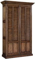 Bookcase French Louvered Rustic Pecan Cremone Hardware Adjustable 4-Shelf