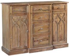 St Croix Console Cabinet Gothic Beachwood Solid Wood 3-Doors 3-Drawer