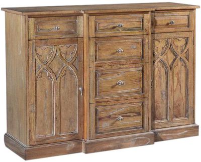St Croix Console Cabinet Gothic Beachwood Solid Wood 3-Doors 3-Drawer