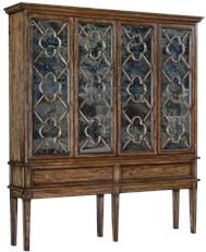 Entertainment TV Cabinet Wilcox Estate Rustic Pecan Solid Wood Mirrored Doors