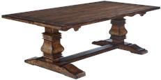 Dining Table Tuscan Harvest Aged Plank Top Heavy Carved Legs Rustic Pecan 10-Ft