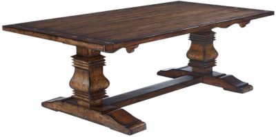 Dining Table Tuscan Harvest Aged Plank Top Heavy Carved Legs Rustic Pecan 10-Ft