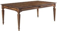 Dining Table Swedish Rectangular Solid Wood Rustic Pecan Finish Detailed Skirt