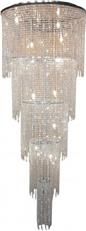 Flush-Mount Chandelier Waterfall Chrome Clear Crystal