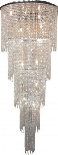 Flush-Mount Chandelier Waterfall Chrome Clear Crystal
