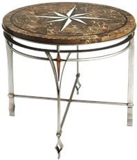 Foyer Table Accent Silver Distressed Metalworks Gray Fossil Stone Metal C