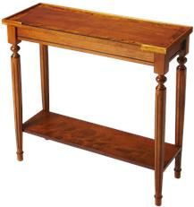 Console Table Classic Turned Legs Olive Ash Burl Distressed Cherry Ru
