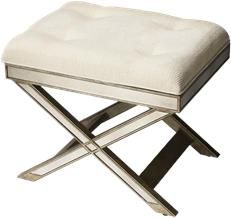 Vanity Stool Modern Contemporary Backless X-Legged Base X-Legs Ivory Distressed