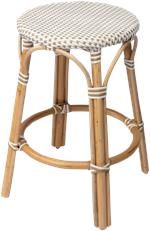 Counter Stool Mediterranean Backless Distressed White Beige Polyurethane