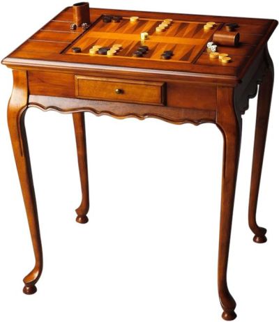 Games Table Distressed Antique Brass Maple Olive Ash Burl Rubberwood Waln