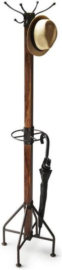 Hanger Hall Stand MOUNTAIN LODGE Black Distressed Brown Iron Recycled Wood