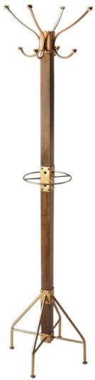 Coat Rack Stand Contemporary 2-Tier Tiered Distressed Antique Gold Iron Ma