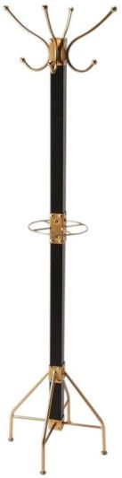 Coat Rack Stand Rustic 2-Tier Tiered Distressed Rubbed Black Gold Iron Man