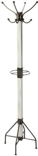 Coat Rack Stand Contemporary 2-Tier Tiered Distressed White Mango Iron