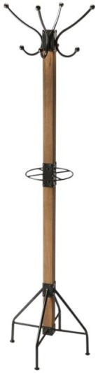 Coat Rack Stand Contemporary 2-Tier Tiered Distressed Black Iron Mango