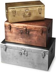 Trunks Trunk Distressed Gold Silver Bronze Set 3 Iron
