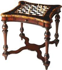 Games Table Turned Legs Polished Distressed Mahogany Antique Brass Heritage