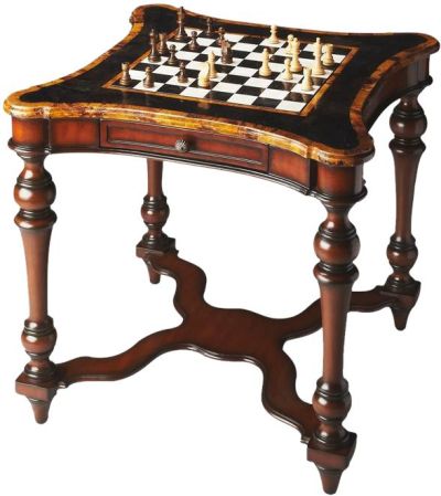 Games Table Turned Legs Distressed Antique Brass Heritage Polished Mahogany