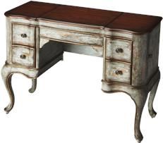 Vanity Distressed Rustic Blue Antique Brass Cherry Poplar Mirror Felt