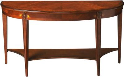 Console Table Demilune Rounded Top Wide Distressed Olive Ash Burl Cherry