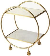 Bar Cart Circular Frame Rectangular Tiers 2-Tier Tiered Distressed White