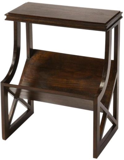 Book Table End Side Dark Brown Butler Loft Distressed Black Tan Mango 1 -