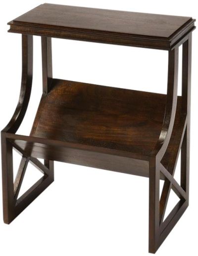 Book Table End Side Butler Loft Dark Brown Distressed Black Tan Mango 1 -