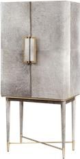 Bar Cabinet BUNGALOW 5 FLORIAN Tall Gray Polished Brass Hardware Hair On Hide