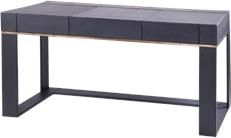 Desk BUNGALOW 5 LANDON Black Bronze Accents Leather Micro-Suede Interior Suede