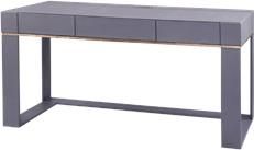 Desk BUNGALOW 5 LANDON Gray Bronze Accents Micro-Suede Interior Leather Suede