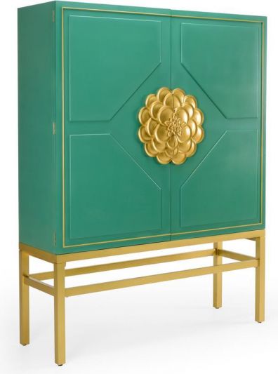 Bar Cabinet BOEN Traditional Antique Teal Green Composite Wood Resin 1 -
