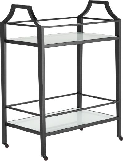 Bar Cart CURREY TORREY Modern Contemporary Angular Black White Steel Glass 2