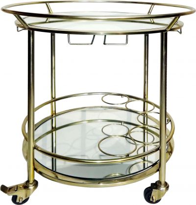 Bar Cart Contemporary 2-Tier Tiered Gold Black Stainless Steel Glass