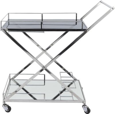 Bar Cart Contemporary Silver Glass Stainless Steel