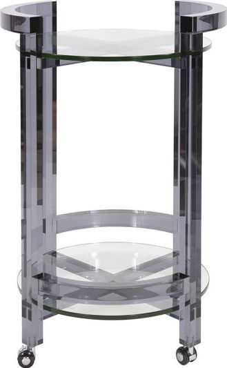 Bar Cart HOWARD ELLIOTT Smoke Clear Acrylic Tempered Glass Casters