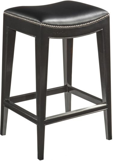 Bar Stool Woodbridge Saddle Seat Black Leather Paint Nickel Kickplate Nailhead