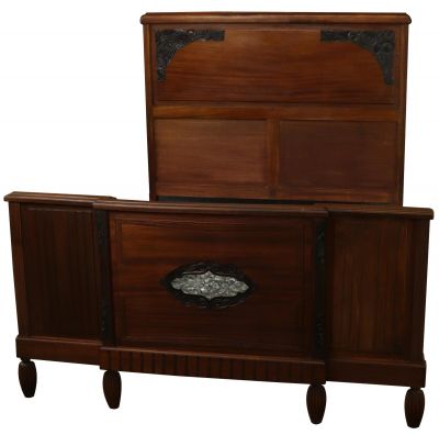Bed Art Deco Deco Mid-Century Modern Mahogany Wood Bakelite Plastic 1920
