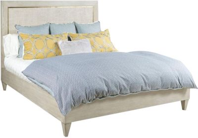 Bed WOODBRIDGE ELIANA Tapered Legs Queen Luna Ash Raffia Bedding Not In