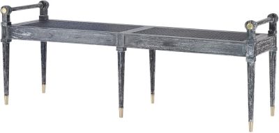 Bench BUNGALOW 5 PARIS Large Polished Brass Accents Black Cerused Oak Hand-Tied