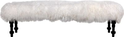Bench COCO Hand-Rubbed Black Mahogany Lamb Fur