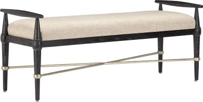 Bench CURREY PERRIN Mid-Century Modern Ebonised Taupe Silver Granello Natural