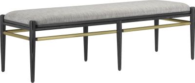 Bench CURREY VISBY Mid-Century Modern Arita Smoke Brushed Brass Cerused Black