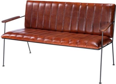 Bench Industrial Chic Black Metal Distressed Textured Iron Leather Tris-Free