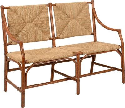 Bench Mottled Brown Natural Rattan Rush