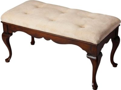 Bench Queen Anne Plantation Cherry Distressed Urethane Foam Cotton Poplar